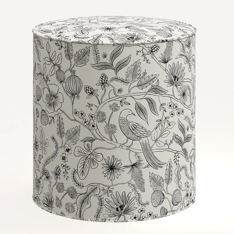 Billie Aviary Creme & Schwarz Runder Hocker