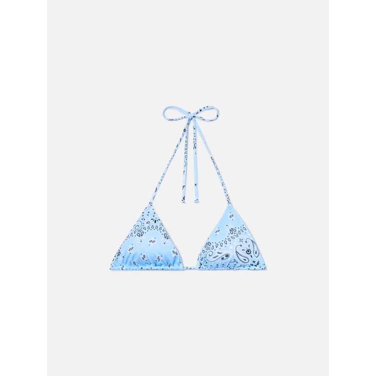Mc2 Saint Barth Leah Triangle Bikini Top With Light Blue Bandana Print - Women