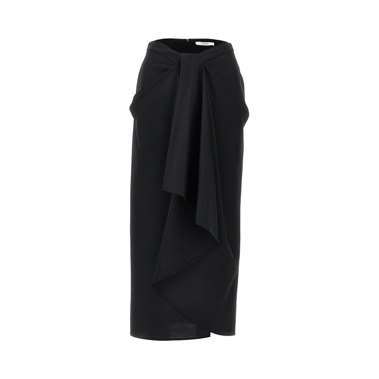 GIVENCHY Wool and mohair draped long skirt Woman 36