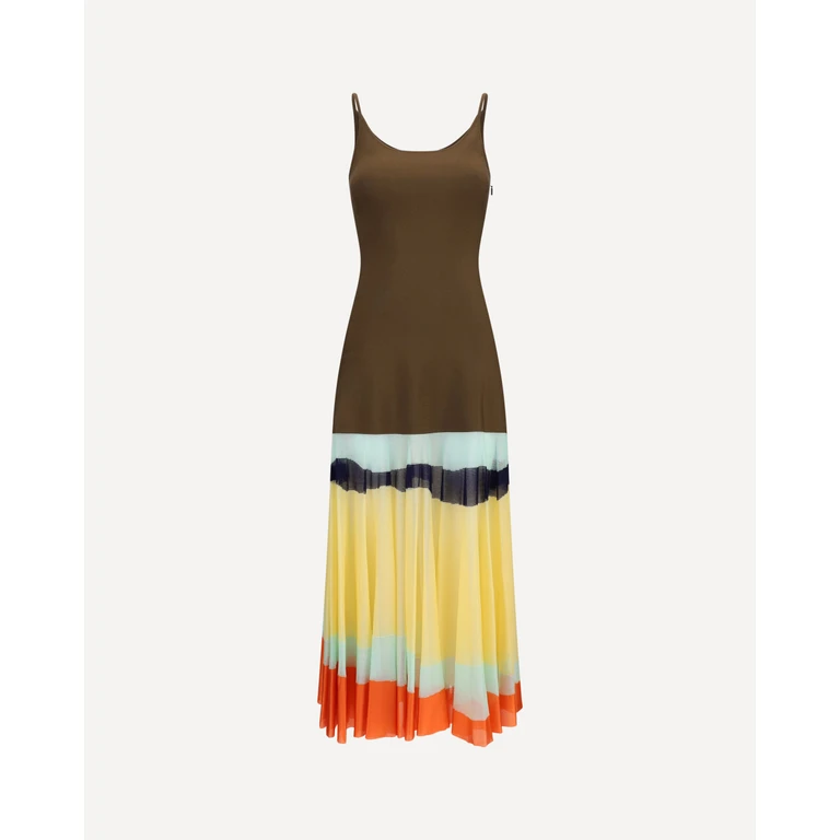 FENDI Long Dress with color-striped skirt Female 40