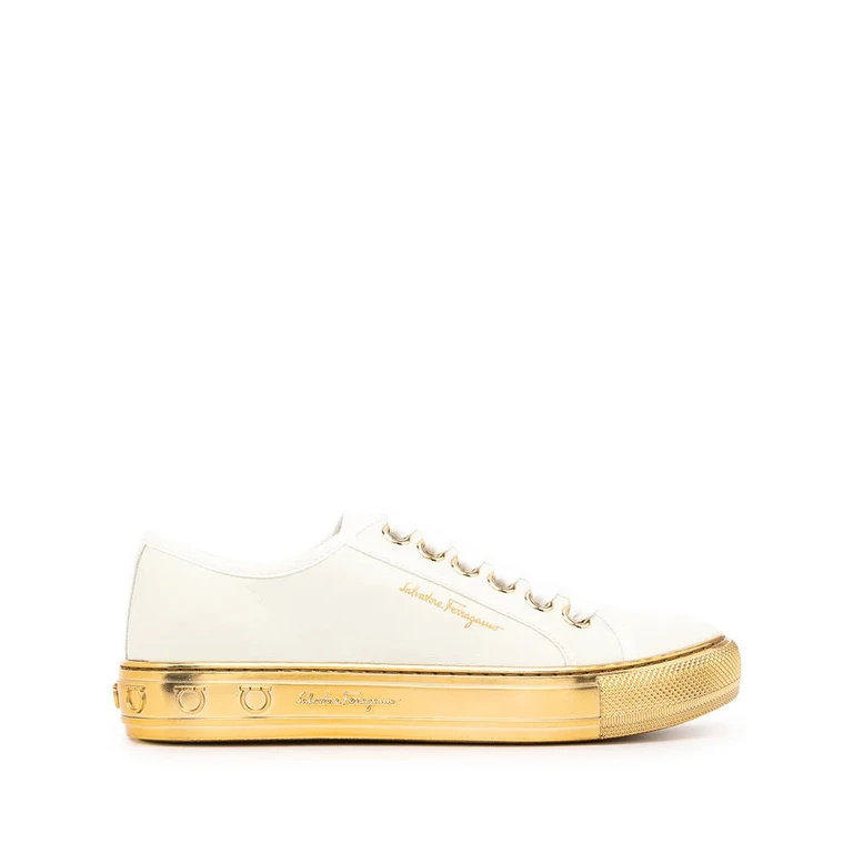 Ferragamo Ladies White Sneakers