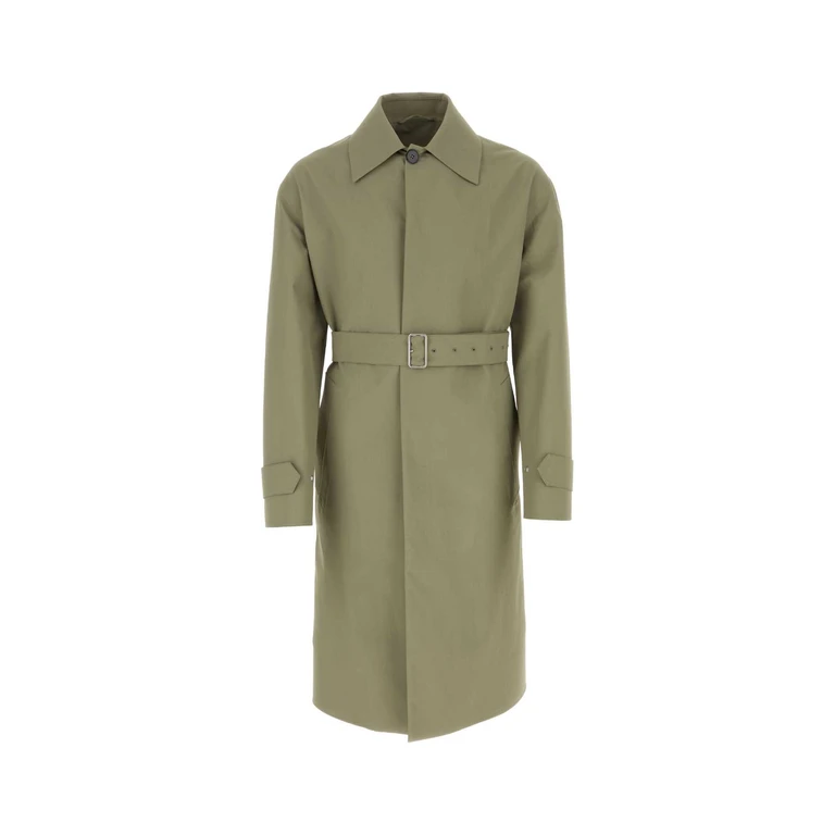 Army Green Cotton Trench Coat 317 Exterior - Men