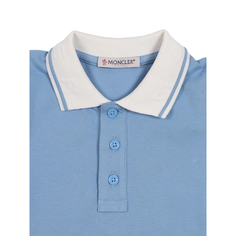 Moncler Baby SS POLO Light Blue Elastane Cotton Shirt