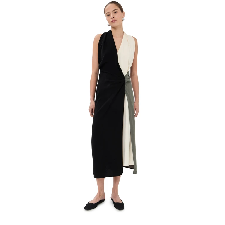 Proenza Schouler Matte Double Crepe Elsa Dress Black multi 8