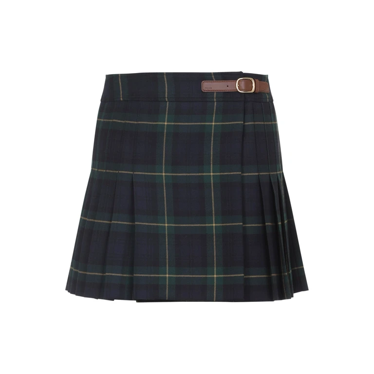 Celine Wool Mini Skirt Green - Women