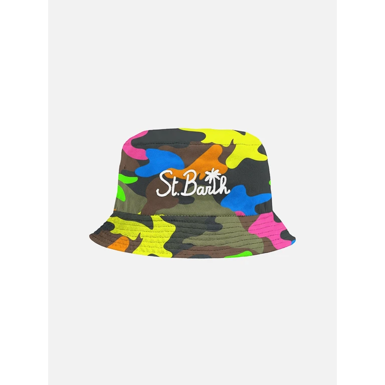 Mc2 Saint Barth Cotton Bucket Hat With Front Embroidery Multicolor Fluo - Unisex