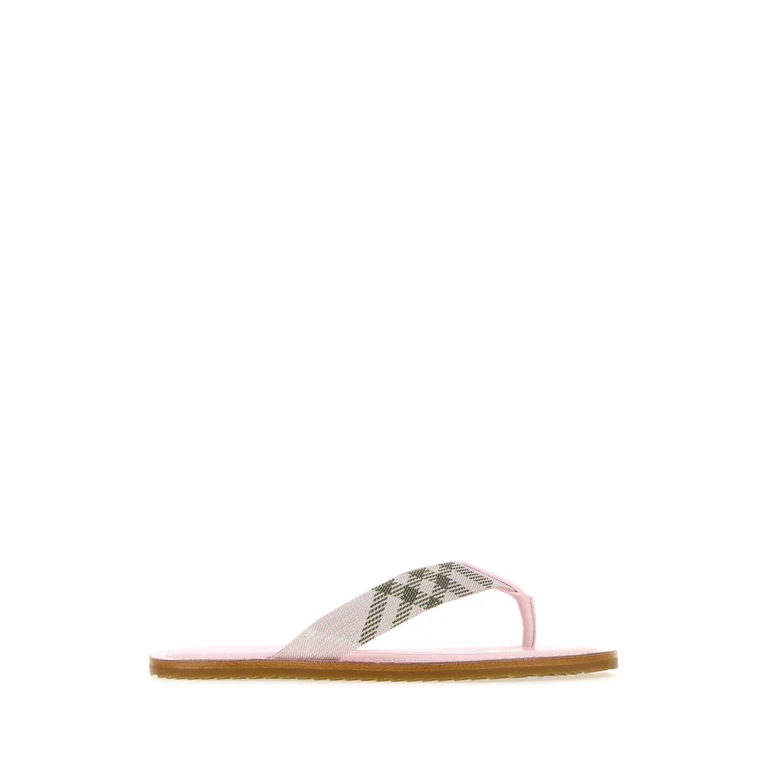 Burberry Embroidered Fabric Thong Slippers Mallowpinkipcheck - Women