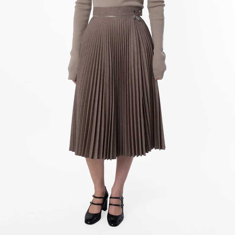 Burberry Pleated Wool Midi Skirt