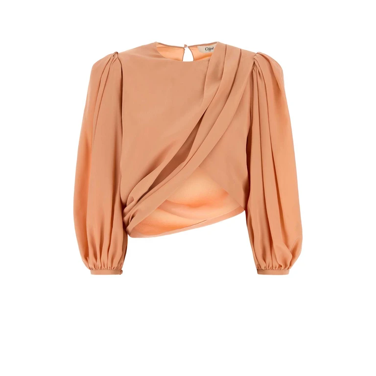 Chloé Salmon Crepe Top Blushypink Exterior: Silk Maglie - Women