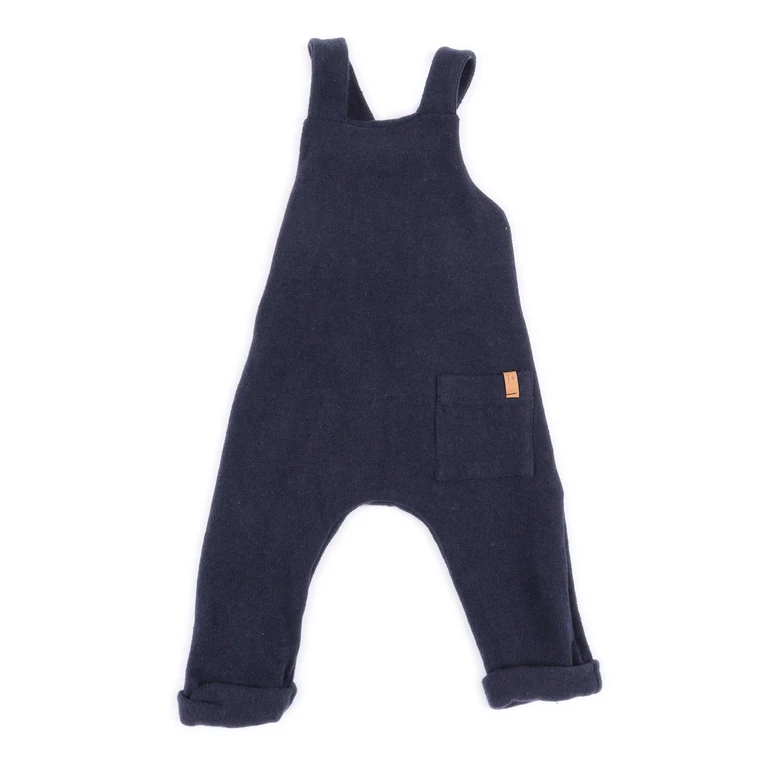 One More In The Family Overall Blue Romper - Kids