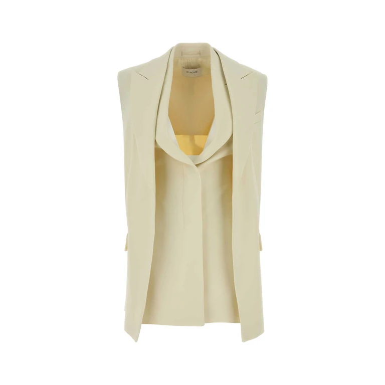 Sportmax Cream Stretch Crepe Campale Vest Bianco Avorio Giacche E Gilet - Women