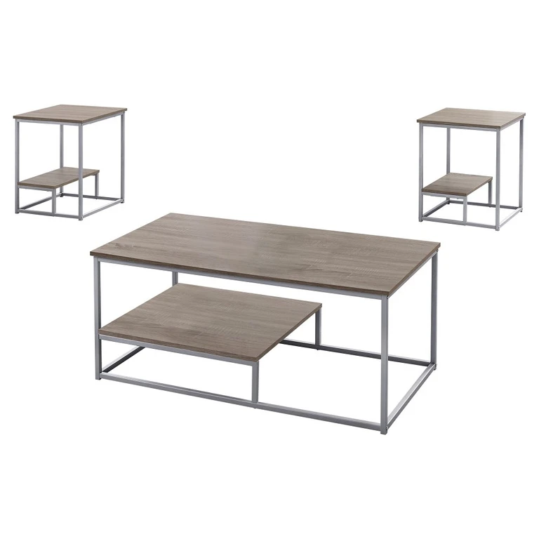 Dark Taupe and Black Tables, Set of 3