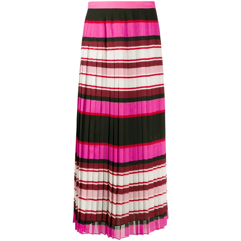 Valentino Garavani Striped Pleated Silk Skirt