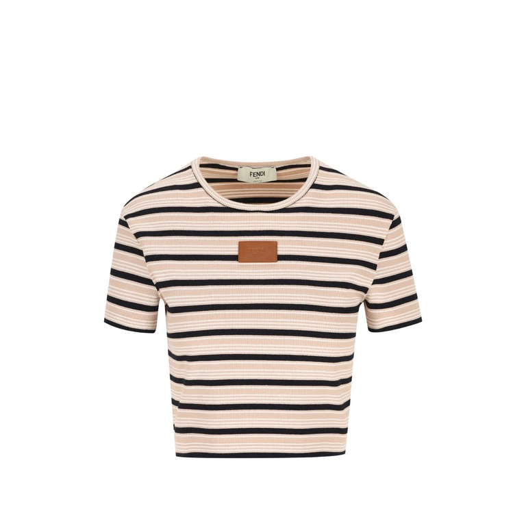 Fendi Striped Logo-patch T-shirt