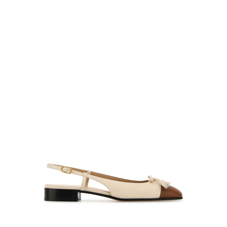 Valentino Garavani Two-Tone Leather Valet Du Roe Ballerinas Butterwhitetobacco Ballerine - Women