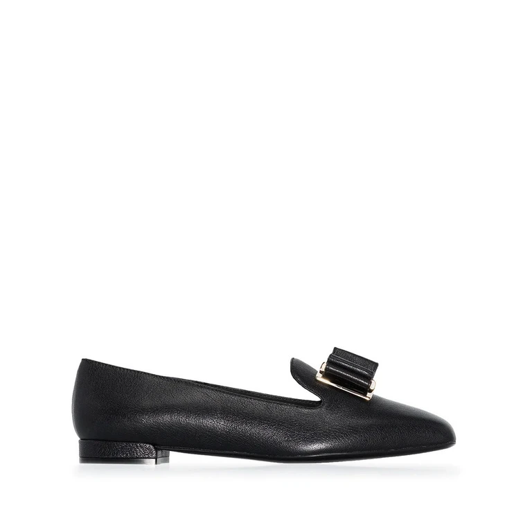 Ferragamo Womens Black Moccasins Loafers