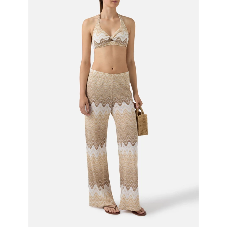 Mc2 Saint Barth Beige Amalia Degradé Raschel Long Trousers Pant - Women