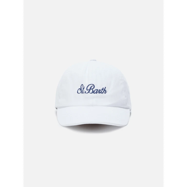 Mc2 Saint Barth Davis White Cotton Baseball Cap With Embroidered Logo Hat - Unisex