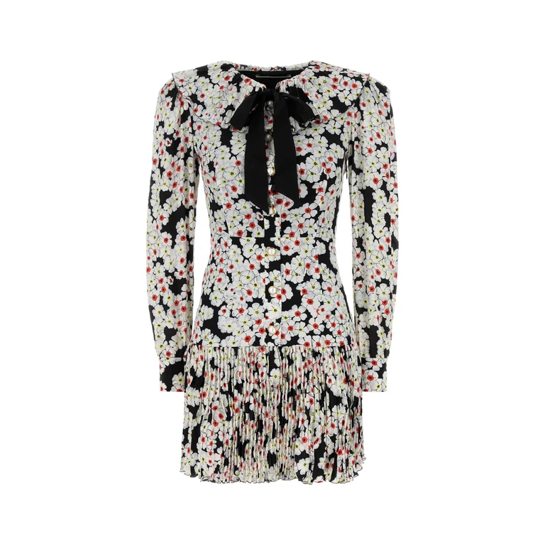 Alessandra Rich Printed Silk Mini Dress Blackmulti Exterior: Lining: Cupro Abiti - Women