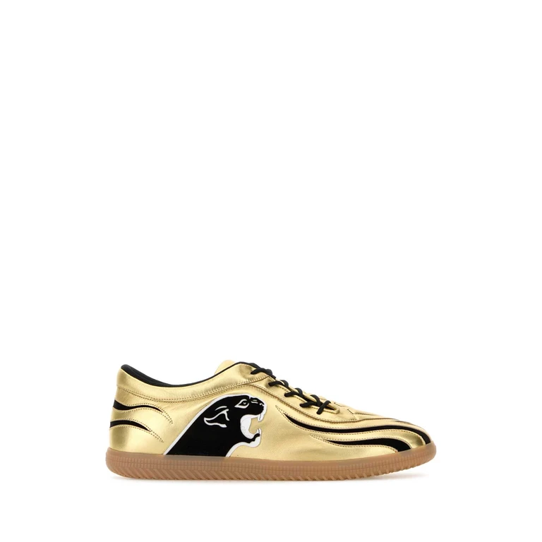 Valentino Garavani Gold Leather Sneakers Antiquebralightbianconeroneromiele - Men