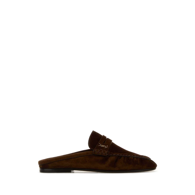 Saint Laurent Brown Suede Le Loafers Slippers Darkhavana - Women