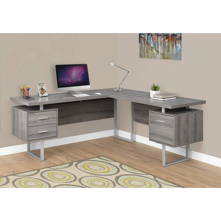 Dark Taupe 60 Inch L-Shaped Computer Desk