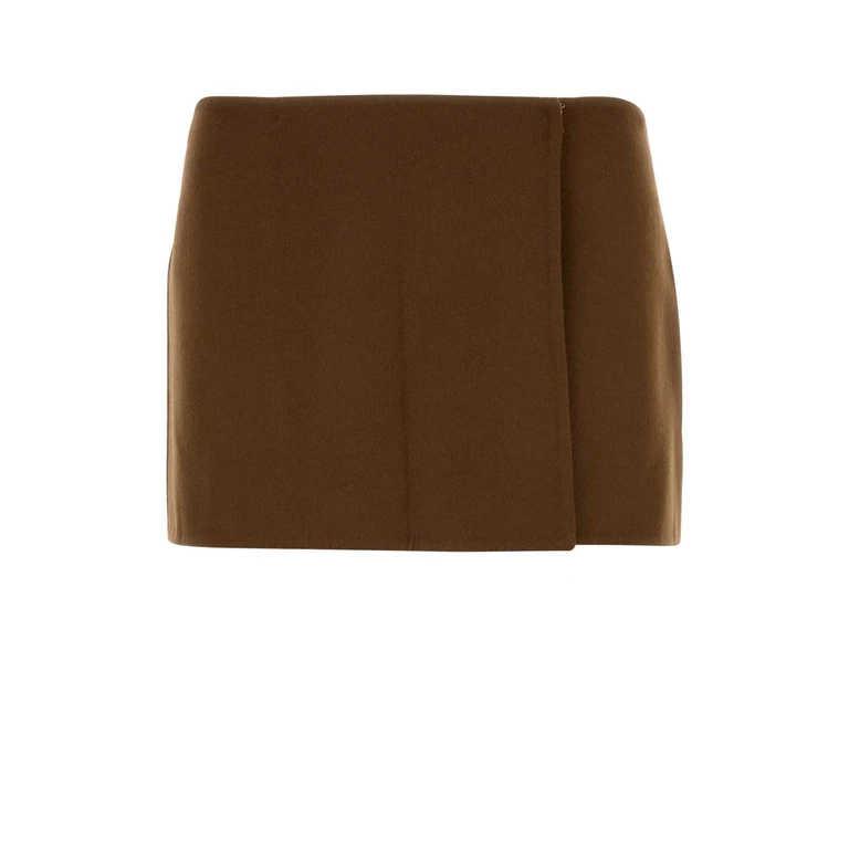 Miu Miu Brown Wool Blend Mini Skirt Cognac Wswv Gonne - Women