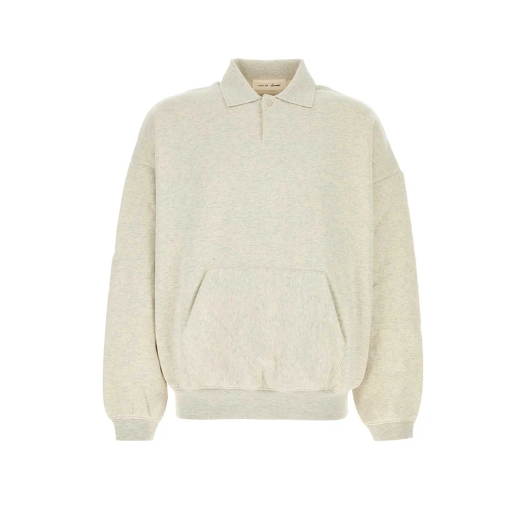 Fear Of God Essential Melange Ivory Cotton Blend Sweatshirt Oatmealheatherlightheather Exterior: Polyester Felpe - Men