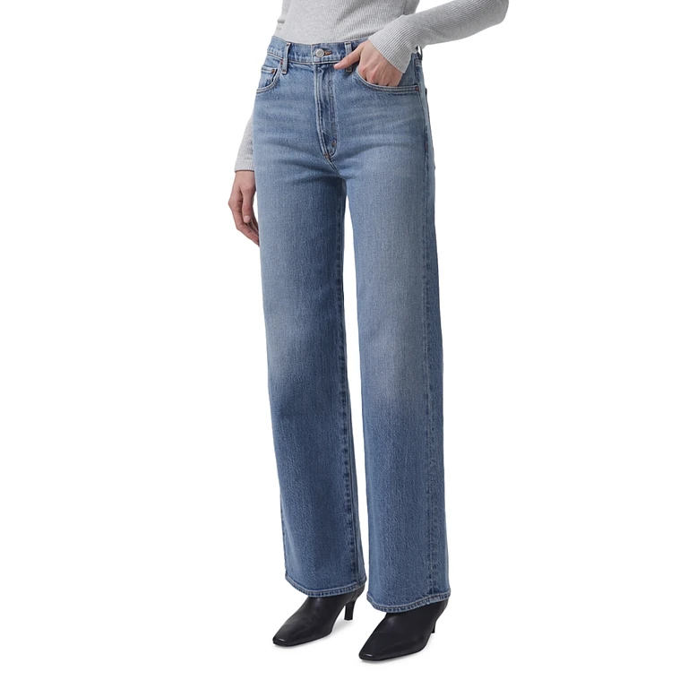 Agolde Harper Mid Rise Wide Leg Jeans in Flash