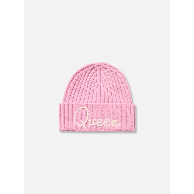 Mc2 Saint Barth Pink Ribbed Hat Wengen With Queen Embroidery - Unisex