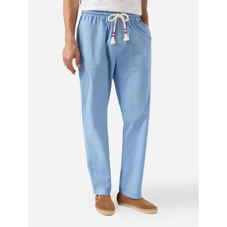 Mc2 Saint Barth Calais Dusty Blue Cotton Pants With Drawstring - Men