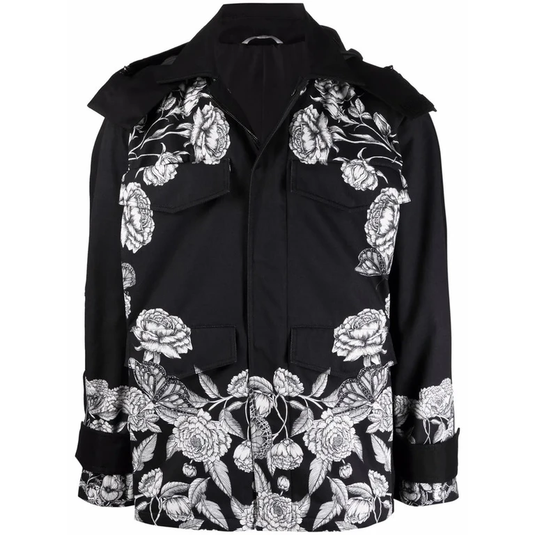 Valentino Garavani Dark Blooming-Print Hooded Jacket