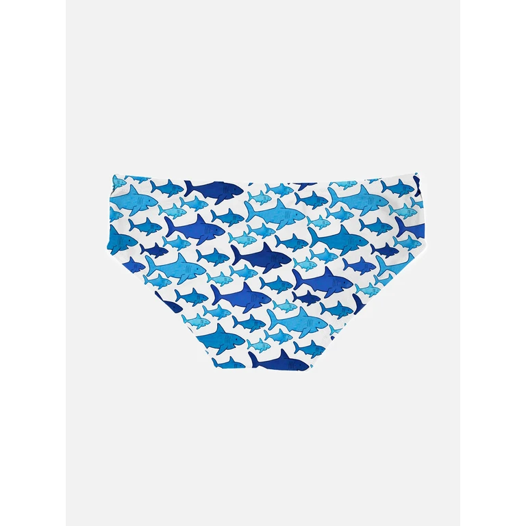 Mc2 Saint Barth Multi Shark Print Boy Swim Briefs White Brief / Slip
