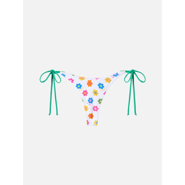 Mc2 Saint Barth Terry Cheeky Swim Briefs Norah With Daisy Print Bottom - Women