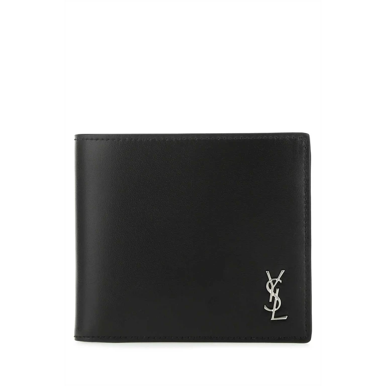 Saint Laurent 6077271jb0e 1000 Nero Calf Skin Portafogli