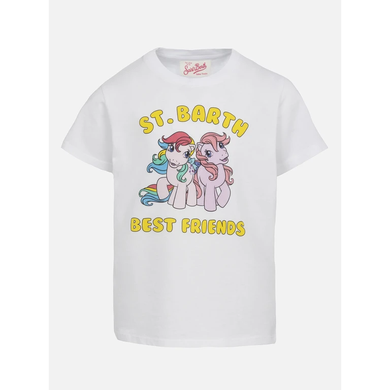 Mc2 Saint Barth Girl Cotton Jersey Crewneck T-Shirt Elly With My Little Pony Print Special Edition White