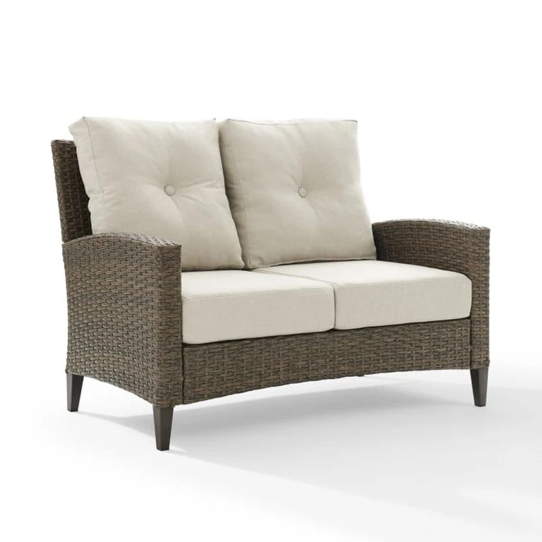 Rockport Beige and Wicker Patio Loveseat