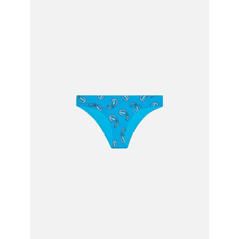Mc2 Saint Barth Girl Swim Briefs With Paisley Print Blue Bottom