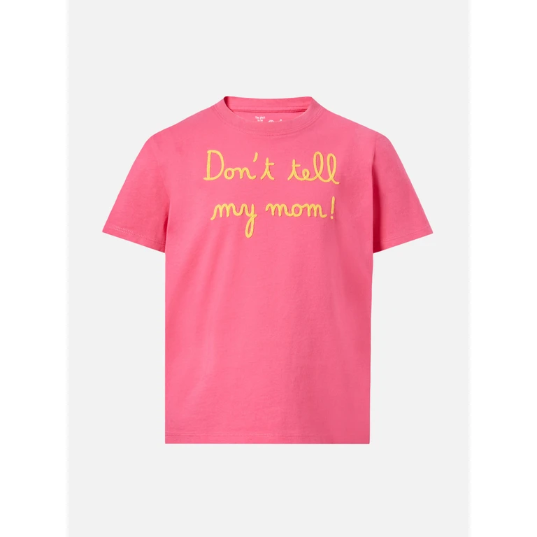 Mc2 Saint Barth Elly Fuchsia T-Shirt With Embroidery White