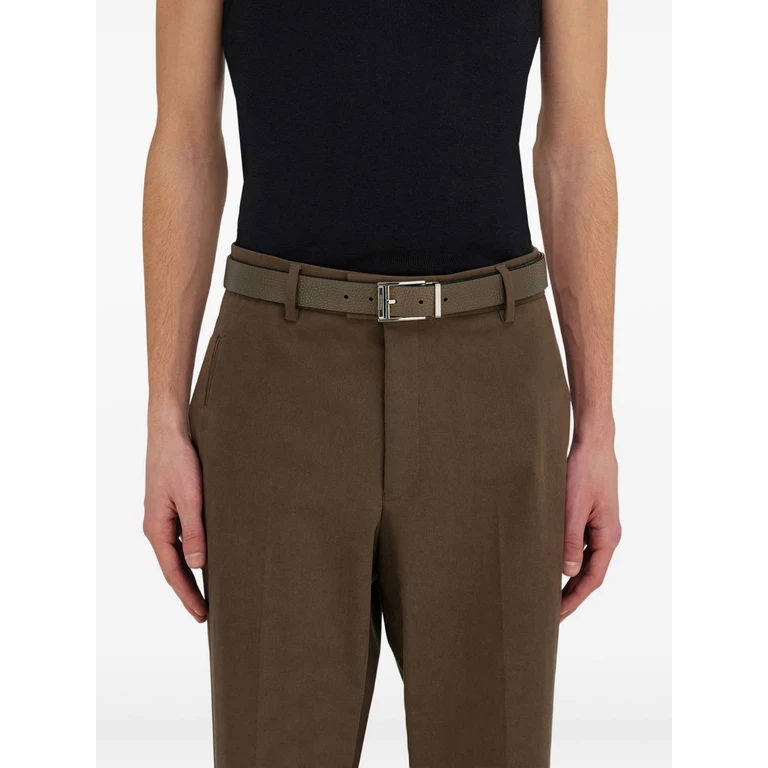 Salvatore Ferragamo Belts Olive / Black Lea - Men