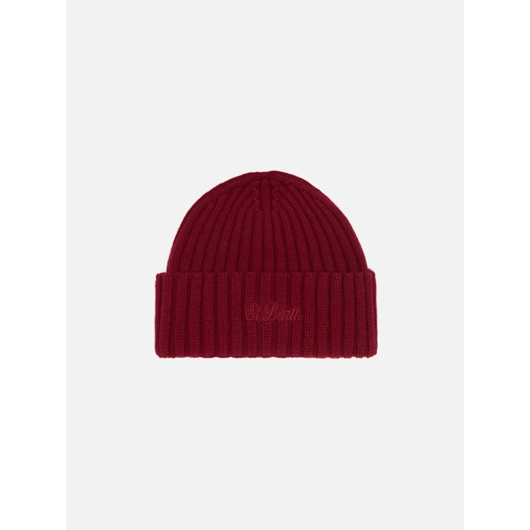 Mc2 Saint Barth Wool Wengen Beanie Burgundy Red Hat - Unisex
