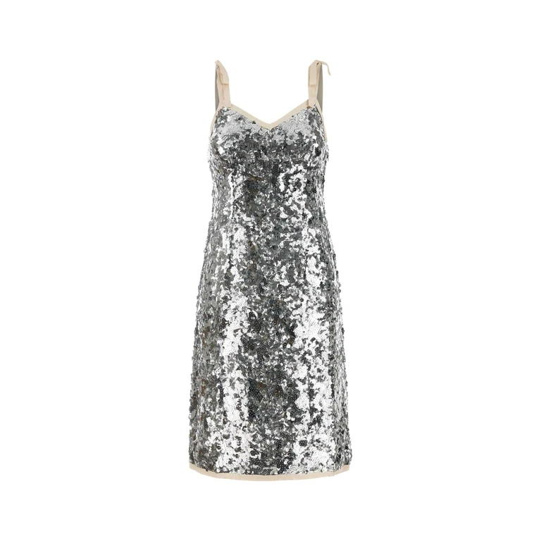 Prada Embellished Nylon Dress Argento Pa-plasticpolyester Abiti - Women