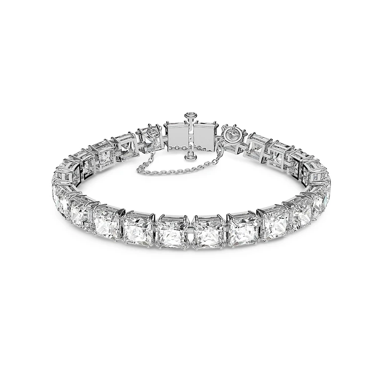 Swarovski Matrix Square Crystal Flex Bracelet in Rhodium Plate