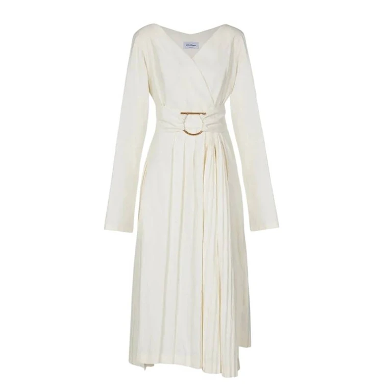 Ferragamo Belted Wrap Midi Dress