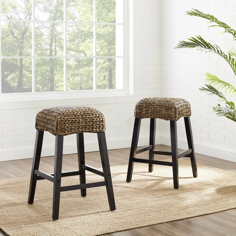 Tabourets de comptoir Edgewater en jonc de mer, lot de 2