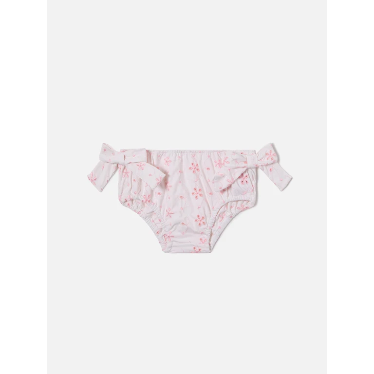 Mc2 Saint Barth Rainbow Swim Bloomer Broderie Anglaise With Floral Pattern White Bottom_apparel