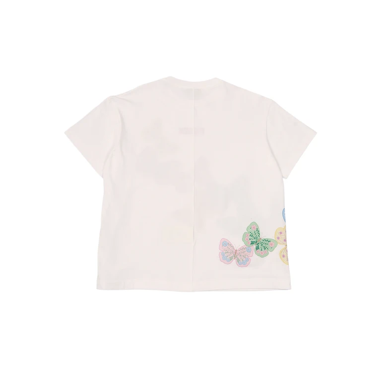 Fendi Jr Jersey T-Shirt White Cotton Embroidery Polyester Short Sleeves - Kids