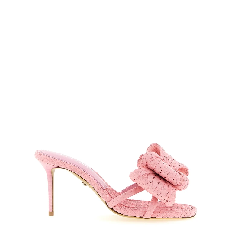 Multicolor Raffia Stiletto Heel Sandals - Women