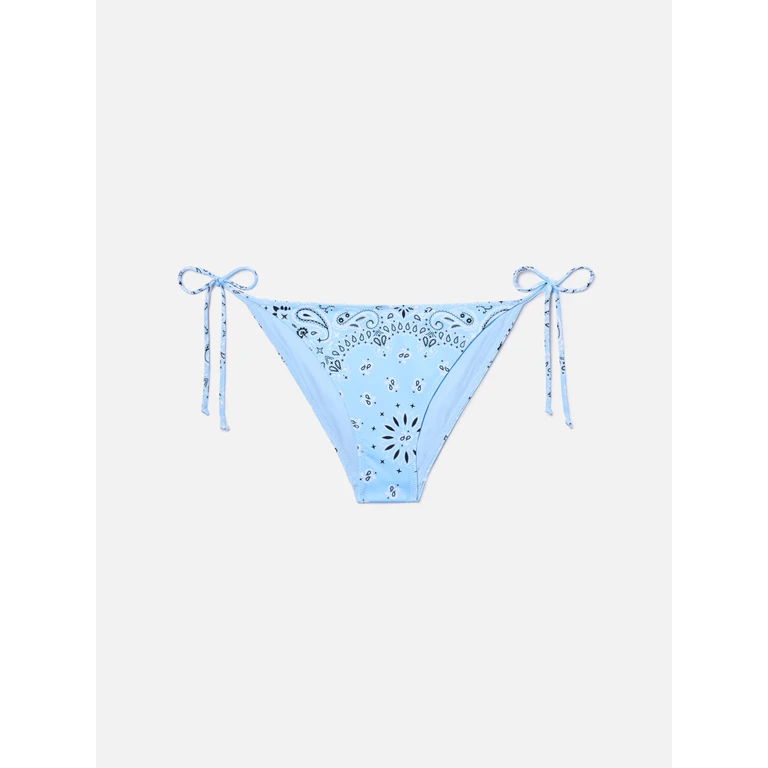 Mc2 Saint Barth Virgo Classic Bikini Bottoms With Light Blue Bandana Print Bottom - Women