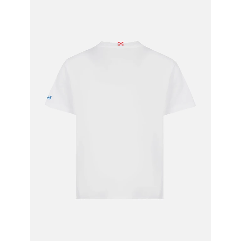 Mc2 Saint Barth Cotton T-Shirt With Surfing Saint Barth Embroidery And Superman Print Marvel Special Edition White